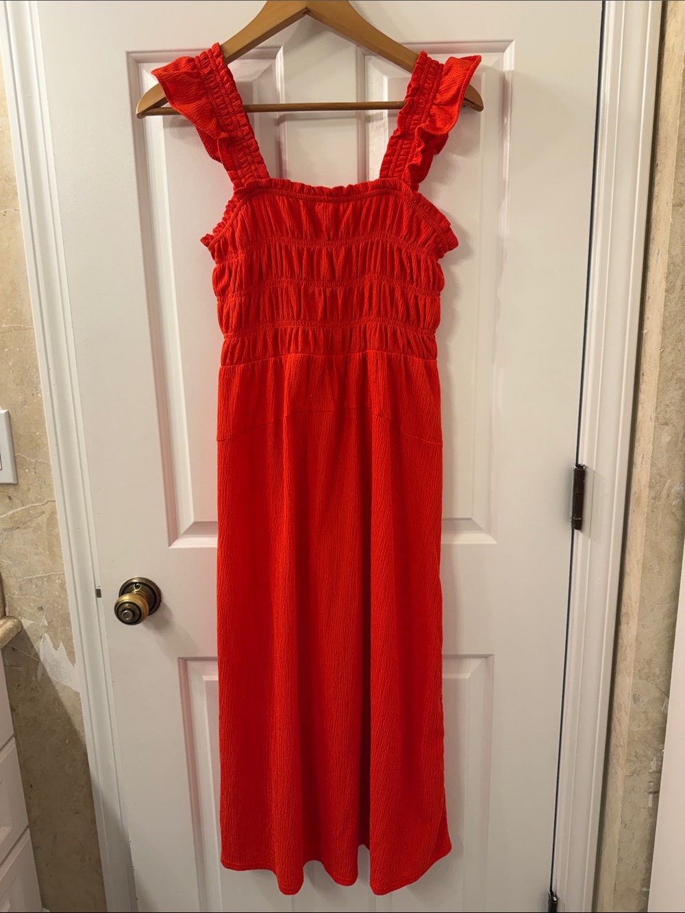 Old Navy Orange Smocked Dress with Ruffle Straps
